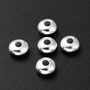 Brass Beads, Long-Lasting Plated, Rondelle, 925 Sterling Silver Plated, 6x3mm, Hole: 1.8mm(KK-H759-25A-S)