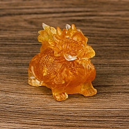 Resin Dragon Display Decoration, with Natural Citrine Chips inside Statues for Home Office Decorations, 75x50x57mm(PW-WG62490-08)