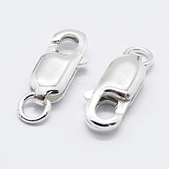 925 Sterling Silver Lobster Claw Clasps, Carved 925, Silver, 14mm, Hole: 2mm(STER-K167-075D-S)