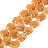 Natural Topaz Jade Beads Strands, Flower, with Seed Beads, 15x15x6mm, Hole: 1.2mm, about 27pcs/strand, 17.32''(44cm)(G-NH0028-01A)