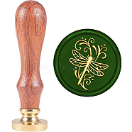 Brass Wax Seal Stamp with Handle, for DIY Scrapbooking, Dragonfly Pattern, 89x30mm(AJEW-WH0184-1112)