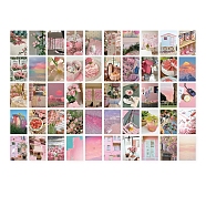 50Pcs 50 Styles Rectangle Paper Self Adhesive Stickers, Landscape Decorative Decals, for DIY Scrapbooking, Hot Pink, 100x50mm, 1pcs/style(PW-WG56651-03)