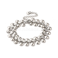 304 Stainless Steel Charm Bracelets, Flat Round, 6-1/2 inch(16.5cm)(BJEW-Q776-03B)