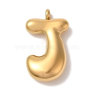 Ion Plating(IP) 304 Stainless Steel Pendants, Letter Charm, Golden, Letter J, 25x14x6mm, Hole: 2mm(STAS-M017-08G-10)