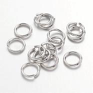 Platinum Plated Brass Round Open Jump Rings for Jewelry DIY, Open Jump Rings, Cadmium Free & Nickel Free & Lead Free, 18 Gauge, 7x1mm, Inner Diameter: 5mm, about 80pcs/10g(X-JRC7mm-NF)