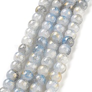 Baking Painted Crackle Glass Bead Strands, with Gold Powder, Round, Steel Blue, 8mm, Hole: 1.2mm, about 103pcs/strand, 30.08~30.7''(76.4~78cm)(X1-DGLA-R053-03C)