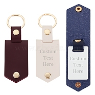 3Pcs 3 Colors Sublimation Keychain Blanks, PU Leather Keychain with Zinc Alloy Key Rings, Double-Side Printed Heat Transfer Keychain, Mixed Color, 11.7cm, 1pc/color(KEYC-GA0001-34B)
