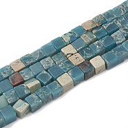 Chips Synthetic Aqua Terra Jasper Beads Strands, Cube, Teal, 4~5x4~5x4~5mm, Hole: 1mm, about 89pcs/strand, 15.9 inch(G-S323-001A-1)