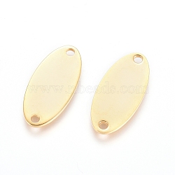 201 Stainless Steel Links connectors, Stamping Blank Tag, Oval, Real 24K Gold Plated, 16.5x7.5x0.7mm, Hole: 1.4mm(X-STAS-F221-33G)