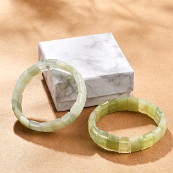 Natural New Jade Beaded Stretch Bracelets for Women Men, Rectangle, Inner Diameter: 2-1/4 inch(5.55cm)(BJEW-M049-08A)