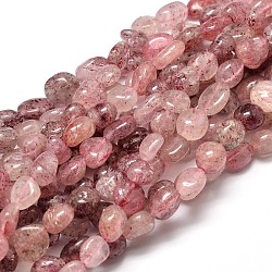 Natural Strawberry Quartz Gemstone Nuggets Bead Strands, Tumbled Stone, 9~12x8~13x5~7mm, Hole: 1mm, about 15.3 inch~15.7 inch(X-G-J336-27)