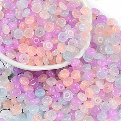 Transparent Colours Glass Seed Beads, Donut, Plum, 6.5x3mm, Hole: 1.8mm, about 151pcs/50g(X-SEED-P008-01B-09)