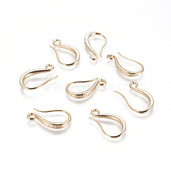 Brass Earring Hooks, with Horizontal Loop, Long-Lasting Plated, Golden, 19.5x11x2.5mm, Hole: 2mm, 18 Gauge, Pin: 1mm(KK-G365-17G)