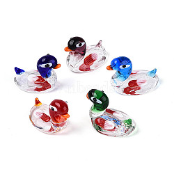 Handmade Lampwork Duck Display Decorations, Home Decorations, Mixed Color, 27~30.5x37~40.5x24.5~26.5mm(LAMP-T025-14M)