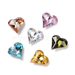 Cubic Zirconia Cabochons Cabochons, Pointed Back & Back Plated, Heart, Mixed Color, 9x8x3.5mm(RGLA-J017-A-TG)