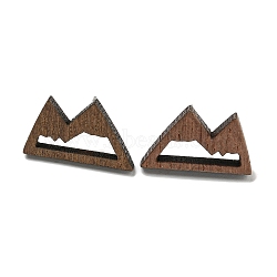 Walnut Wooden Stud Earrings, with 304 Steel Needle, Mountain, Coconut Brown, 9.5x15.5mm(EJEW-B060-01)