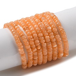 Natural Freshwater Shell Beads Strands, Dyed, Rondelle, Coral, 3x2mm, Hole: 0.5mm, about 183~186pcs/strand, 14.96''(38cm)(SHEL-P017-01B-05)