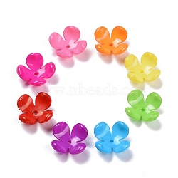 Opaque Acrylic Flower Bead Caps, 4-petal, Mixed Color, 26x10.5mm, Hole: 2.4mm, about 405pcs/500g(SACR-Q099-M19)