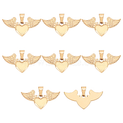 Unicraftale 304 Stainless Steel Pendants,  Heart with Wing, Golden, 20x40x3mm, Hole: 9x5mm, 8pcs/box(STAS-UN0017-32G)