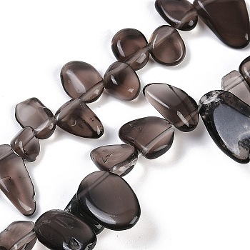 Natural Ice Obsidian Nuggets Beads Strands, 7.5~11.5x9~13x4~6.5mm, Hole: 0.8~1mm, about 62~68pcs/strand, 14.96~15.55''(38~39.5cm)