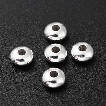 Brass Beads, Long-Lasting Plated, Rondelle, 925 Sterling Silver Plated, 6x3mm, Hole: 1.8mm