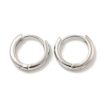 Brass Hoop Earrings, Round, Platinum, 12x2mm