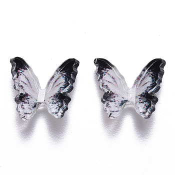 Resin Cabochons, Nail Art Decoration Accessories, 3D Butterfly, Clear, 8.5x9.5x3mm