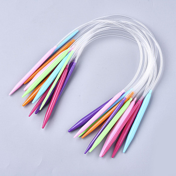 ABS Plastic Circular Knitting Needles, with PVC Wire, Mixed Color, 400x3.5mm/4.0mm/4.5mm/5.0mm/6.0mm/6.5mm/7.0mm/8.0mm/9.0mm/10mm/12mm, 12pcs/set