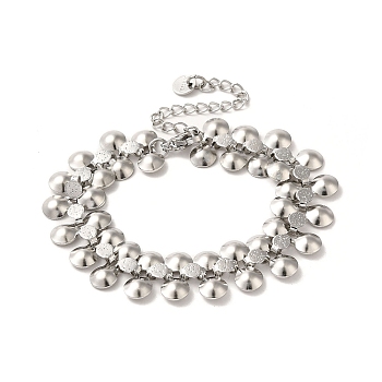 304 Stainless Steel Charm Bracelets, Flat Round, 6-1/2 inch(16.5cm)