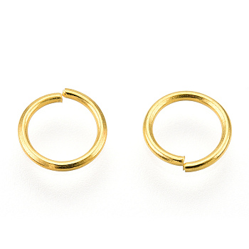 Iron Open Jump Rings, Nickel Free, Round Ring, Golden, 21 Gauge, 6x0.7mm, Inner Diameter: 4.5mm, about 20000pcs/1000g