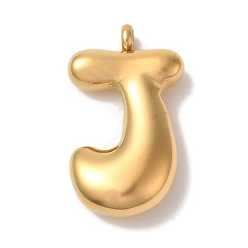 Ion Plating(IP) 304 Stainless Steel Pendants, Letter Charm, Golden, Letter J, 25x14x6mm, Hole: 2mm