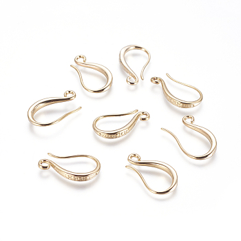 Brass Earring Hooks, with Horizontal Loop, Long-Lasting Plated, Golden, 19.5x11x2.5mm, Hole: 2mm, 18 Gauge, Pin: 1mm