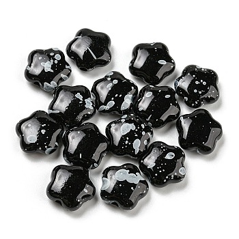 Spray Painted Opaque Acrylic Beads, Star, Black, 14.5x15x6.5mm, Hole: 2.2mm