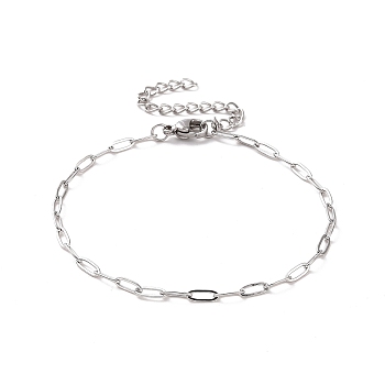 304 Stainless Steel Cable Chain Bracelet for Men Women, Stainless Steel Color, 7 inch(17.9cm)
