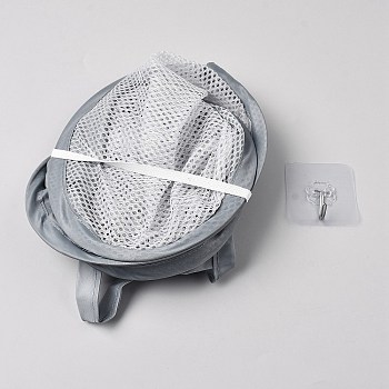Polyester Clothes Storage Basket, with Hook, Gray, 35x32.5cm
