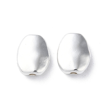 Alloy Beads, Long-Lasting Plated, Oval, Silver, 11x8.5x3.5mm, Hole: 1.5mm