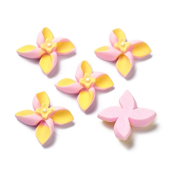 Opaque Resin Cabochons, for DIY Decoration, Flower, Yellow, 25x19x7mm
