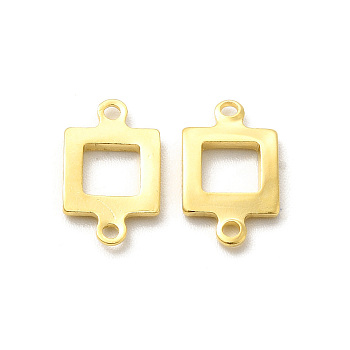 Brass Connector Charms, Cadmium Free & Lead Free, Long-Lasting Plated, Square Links, Real 24K Gold Plated, 12x7x1.5mm, Hole: 1mm