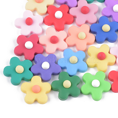 24mm Mixed Color Flower Polymer Clay Cabochons