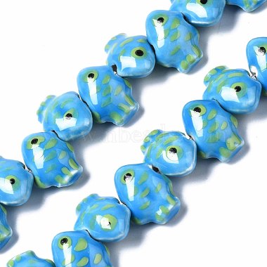 Dodger Blue Fish Porcelain Beads