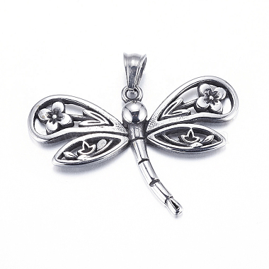 Antique Silver Dragonfly 304 Stainless Steel Pendants
