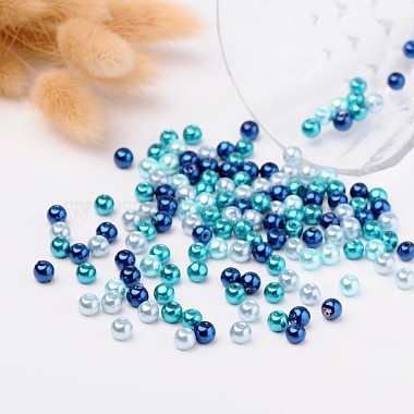 Carribean Blue Mix Pearlized Glass Pearl Beads(HY-X006-6mm-03)-3