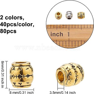 Tibetan Style Alloy Large Hole Barrel Beads(TIBEB-FH0001-16-NR)-2