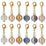 12Pcs 6 Styles Faceted Glass Pendant Decorations, with Alloy Lobster Claw Clasps, Mixed Color, 45mm, 2pcs/style(HJEW-FG00019)