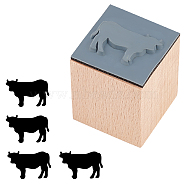 Wooden Stamps with Rubber, for DIY Craft Card Scrapbooking Supplies, Cattle, 25~25.5x25~25.5x32mm(DIY-WH0002-65B)