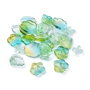 Electroplate Transparent Glass Beads, Mixed Shapes, Lime, 5~21x6~14x3~10mm, Hole: 0.9~1.2mm(EGLA-L027-D01)