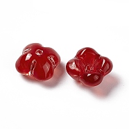 Electroplate Glass Bead, Flower, Red, 11.5x11.5x5.5mm, Hole: 1.2mm(X-EGLA-H102-04E)