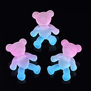 1-Hole Transparent Spray Painted Acrylic Buttons, Two Tone, Frosted, Bear, Sky Blue, 38x29.5x16mm, Hole: 3mm(BUTT-N020-001-B02)