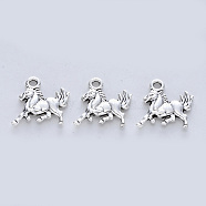 Tibetan Style Alloy Pendants, Cadmium Free & Lead Free, Horse, Antique Silver & Silver, 15x14x2.5mm, Hole: 1.8mm, about 500pcs/500g(TIBE-R316-041AS-RS)