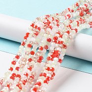 Glass Beads Strands, Faceted, Rondelle, Red, 4x3mm, Hole: 0.4mm, about 123~127pcs/strand, 15.75~16.5 inch(40~42cm)(EGLA-A034-M4mm-57)